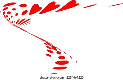 Corner dotted halftone frame with hearts. For logos, postcards, banners. Vector.