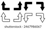 Corner up down arrow direction traffic signal. Curved arrow navigation concept.