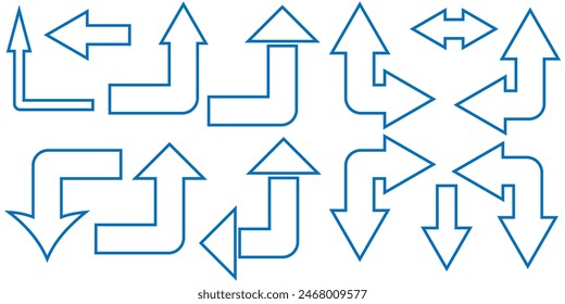 Corner up down arrow direction traffic signal. Curved arrow navigation concept.