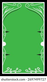 Corner and edge frame vector elements with green calligraphy. Vintage style ornament.