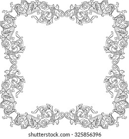 Vintage Baroque Frame Scroll Ornament Engraving Stock Vector (Royalty ...