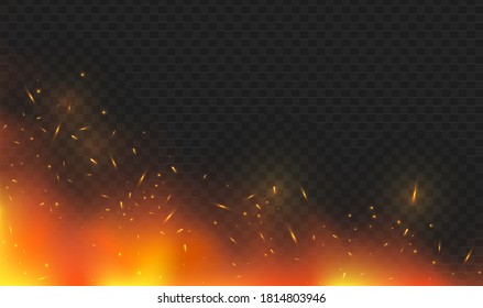 Corner Fire Glow With Fiery Sparks, Particles