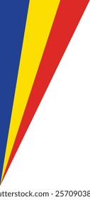 A corner flag with blue, yellow, and red vertical stripes, representing Romania. Suitable for cultural, heritage, and national pride projects.