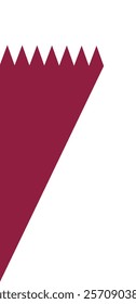 A corner flag design featuring maroon with a white serrated band, symbolizing Qatar. Suitable for cultural events, tourism, and national pride projects.