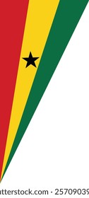 A corner flag featuring red, yellow, and green horizontal stripes with a black star in the center of the yellow stripe, symbolizing Ghana. Perfect for cultural, heritage, and national pride projects.