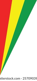 A corner flag featuring red, yellow, and green vertical stripes, symbolizing Guinea.