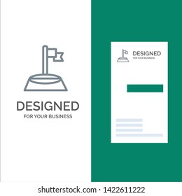 Corner, Flag, Golf, Sport Grey Logo Design and Business Card Template