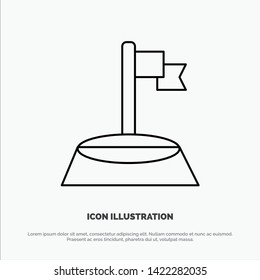 Corner, Flag, Golf, Sport Line Icon Vector