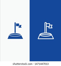 Corner, Flag, Golf, Sport Line and Glyph Solid icon Blue banner Line and Glyph Solid icon Blue banner
