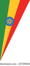 A corner flag with green, yellow, and red horizontal stripes and a blue circle with a yellow star in the center, representing Ethiopia. Ideal for cultural, heritage, and national pride projects.