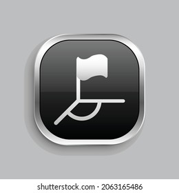 diseño de icono de marca de esquina. Estilo botón brillante rectángulo redondeado aislado en fondo gris. Ilustración del vector