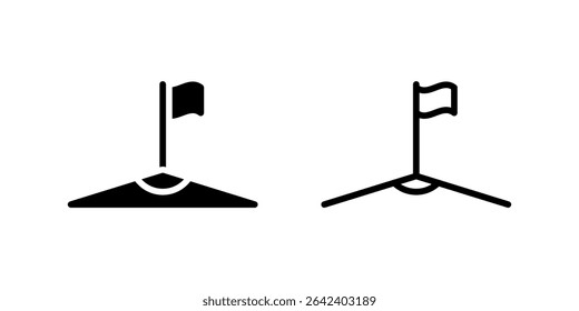 Corner flag icon set used to mark soccer field boundaries