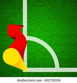 The corner flag on the grass field of football pitch.(EPS10 art vector)