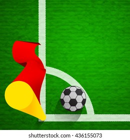 The corner flag on the grass field of football pitch.(EPS10 art vector)