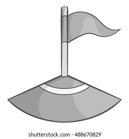 Corner flag on soccer field icon in black monochrome style isolated on white background. Sport symbol vector illustration
