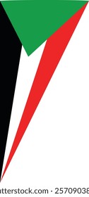 A corner flag with red, white, and black horizontal stripes and a green triangle on the left side, representing Sudan. Suitable for cultural, heritage, and national identity projects.