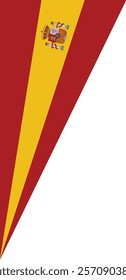 A corner flag with red and yellow horizontal stripes, featuring Spain’s coat of arms on the yellow stripe. Perfect for projects related to Spanish culture, heritage, and tourism.