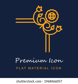 Corner Floral Design Premium Material ui ux einzelne Vektorsymbol in marinblau und orange Farben