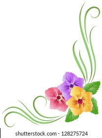 Corner floral ornament with pansy