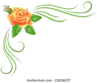 Corner floral ornament with yellow rose