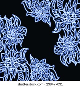 Corner floral pattern on black background