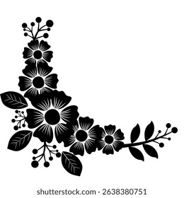 corner flower and cherry element for decoration on transparent background