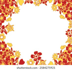 corner flower design chinese flower corner vector illustration. Good for banner, poster, greeting card, party card, invitation, template, advertising, campaign, and social media.