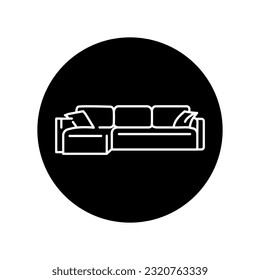 Corner folding sofa black line icon. Pictogram for web page, mobile app, promo.