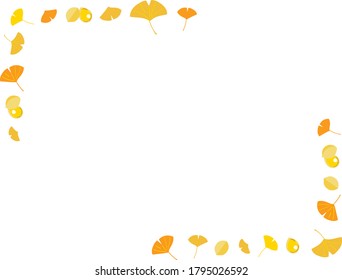 A corner frame of autumn ginkgo