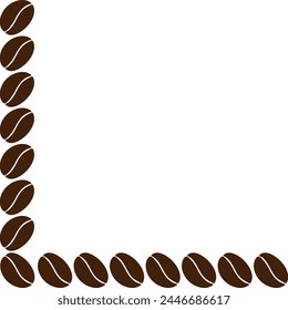 Corner frame border of coffee beans in trendy brown greetings or cards design concept Copy space