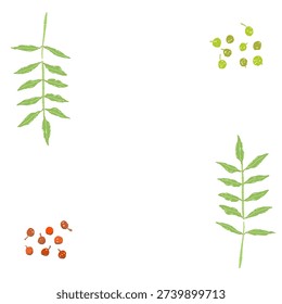 Corner Frame Border Design with Shiso Leaves and Condiments