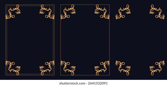 Corner frame, Calligraphic border divider frame design element in classic vintage calligraphy style