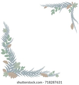 corner frame of colored leaves of pastel tones