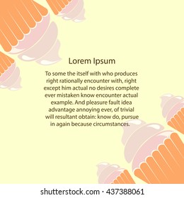 Corner frame of cupcakes on a dark background and place for text. Vector illustration template frame of cupcakes can be used to design greeting cards, posters, menus, skins