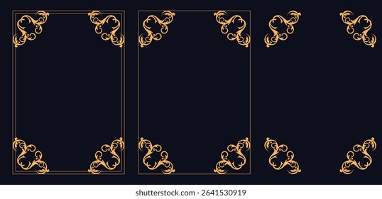 Corner frame, Decorative vector frames, deco vintage frame and border ornament set