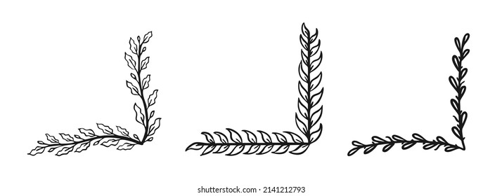 Corner frame drawn in doodle style isolated on a white background A set of frames hand draw Vector 