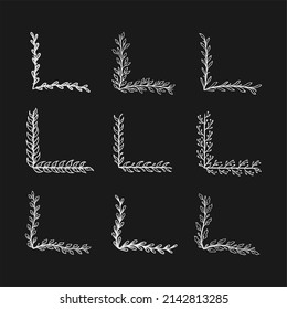 Corner frame drawn in doodle style A set of frames hand draw Vector
