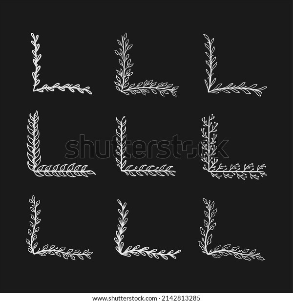 Corner frame drawn in doodle style A set of frames\
hand draw Vector