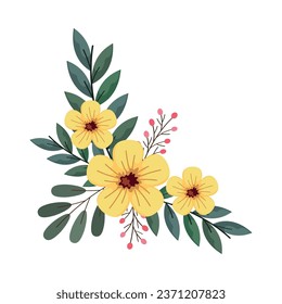 corner frame flowers blooming illustration isolated