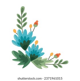 corner frame flowers blue vector isolated