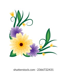 icono de la rama de flores del marco de esquina