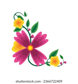 corner frame flowers nature isolated icon