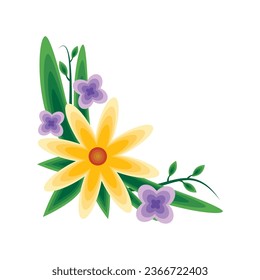 símbolo aislado de las flores del marco de esquina