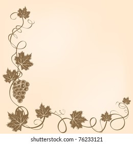 Corner frame with grapes and leaves. Vector illustration