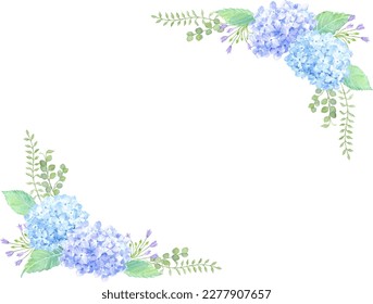 Eckrahmen der Hydrangea mit Aquarellfarben