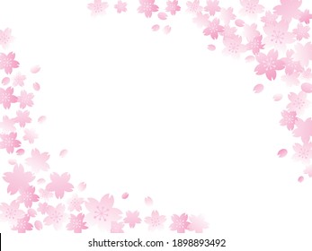 Corner frame illustration of the pink cherry blossoms
