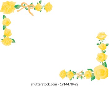 Corner frame illustration of the yellow rose