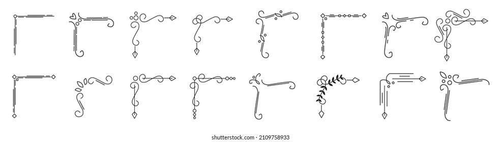 Corner frame line. Calligraphic vintage icon