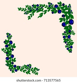 corner frame made from bilberry branches and berries