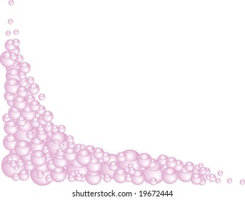 A corner frame made from pink soap bubbles.